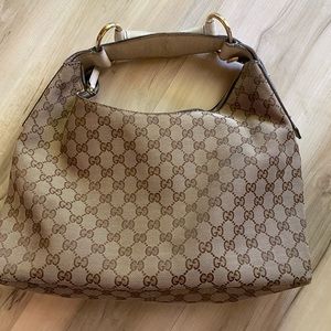 Gucci hobo cream and brown handbag. Authentic!